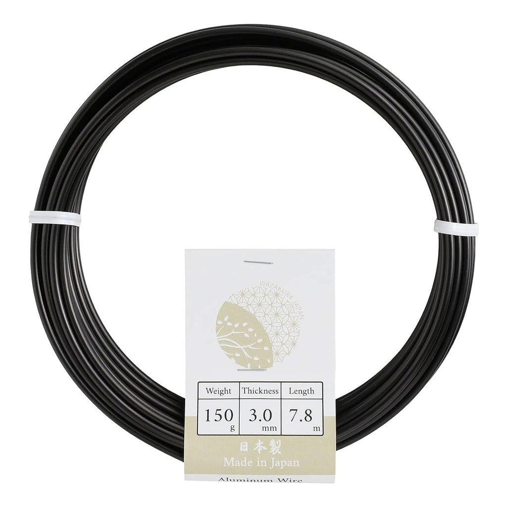 Wazakura 150 gr Black Anodized Aluminum Bonsai Training Wire Made in Japan (3 mm, Black)
