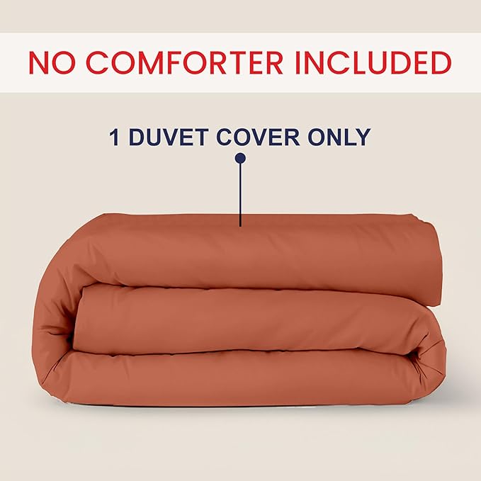 Kotton Culture 1 Pc California King Size Duvet Cover Only -100% Egyptian Cotton Sateen 600 Thread Count Ultra Soft Premium Durable Comforter Cover Zipper Closure & Corner Ties (Burnt Orange,104"x98")