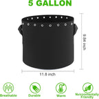 5 Gallon Plant Grow Bags 5-Packs with Holes,Thichkened Non-Woven Aeration Fabric Pots with Handles - Reinforced Weight Capacity