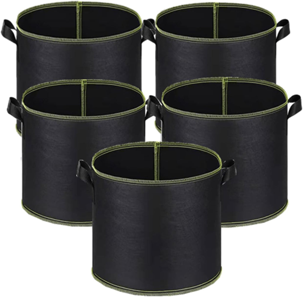 5-Pack 10 Gallon Grow Bags Heavy Duty 300G Thickened Nonwoven Fabric Pots Plant Grow Bags with Handles