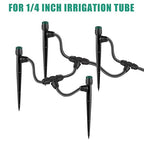 Drip Irrigation Emitters Sprayers for 1/4" Tubing, Adjustable 360 Degree Water Flow Sprayer on 5.5" Arrow Stake,with 1/4" Locked Tee for Watering System(10Pcs Sprayers and 10Pcs Tee)