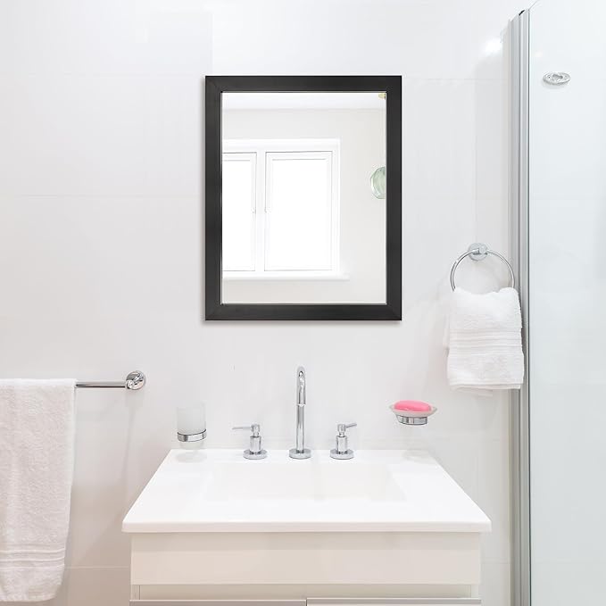 Ruomeng Rectangular Wall Mirror 16" x 20" for Bathroom, Bedroom, Entryway, Living Room, Black