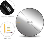 Black Round Mirror 30 Inch,Circle Bathroom Vanity Mirror for Wall,Hanging Modern Tempered Glass Mirror for Entryway or Living Room (30 Inch, Black)