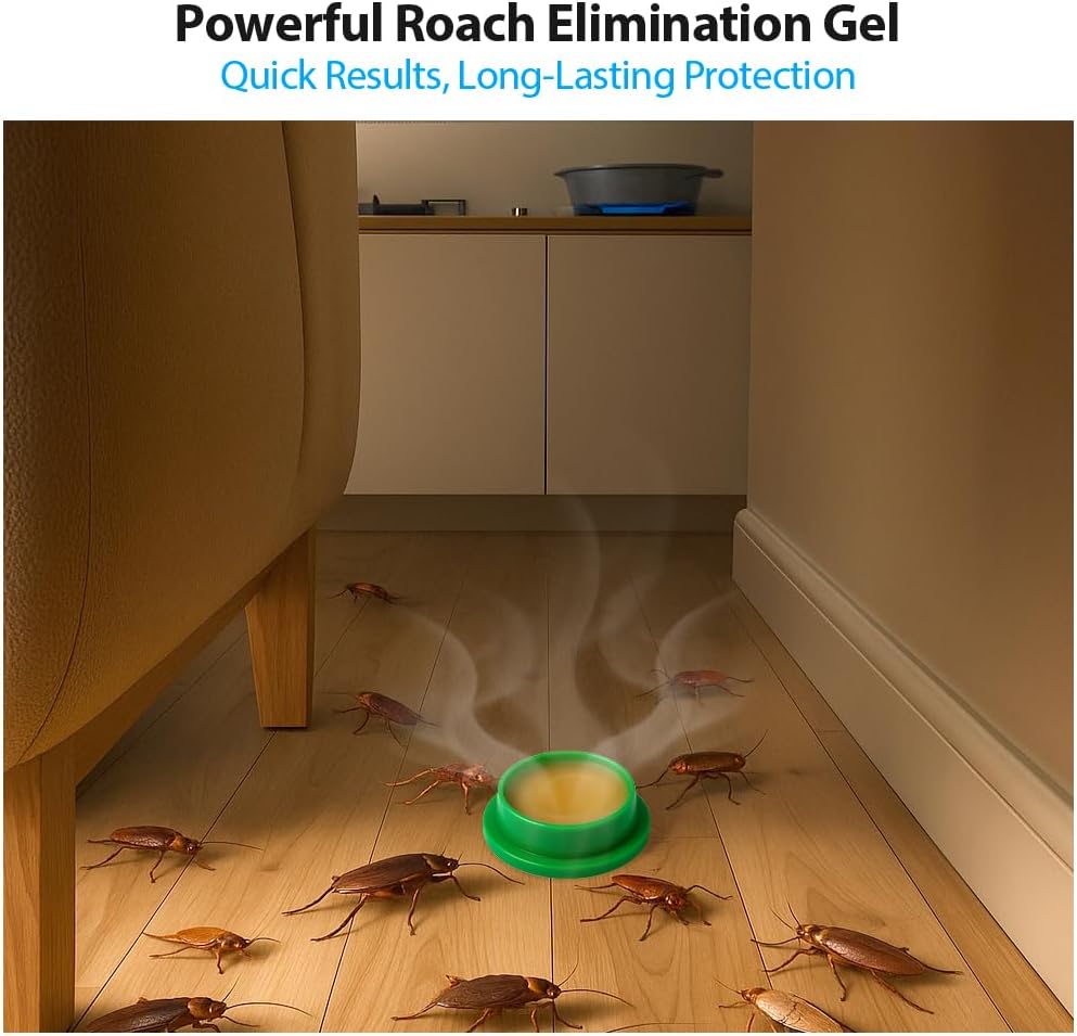 32 Pack Roach Killer Indoor Infestation Roaches Gel Bait Stations, Powerful Cockroach Killer Indoor Home for Roach Infestation, Long-Lasting & Effective Cockroach Gel Bait, Easy to Use & No Mess