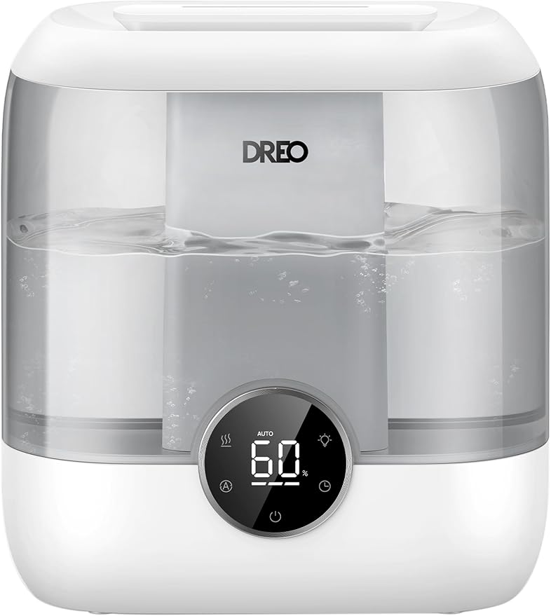Dreo 6L Humidifiers for Bedroom, Quiet Supersized Cool Mist Ultrasonic Humidifier with Diffuser, 60 Hour Runtime for Home, Nursery, Plant, Gray