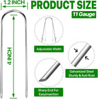 U Shape Garden Stakes 50 Packs 4 Inch 11 Gauge Irrigation Tubing Stakes, Heavy Duty Galvanized Landscape Staples for Tube, Lawns, Landscape Fabrics,Irrigation Hose and Weed Barriers