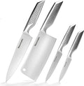 NEWMATIC 4-Piece kitchen knife set, stainless steel shef's knife set & sleaver with siamond sut technology - integrated molding design for home cooking