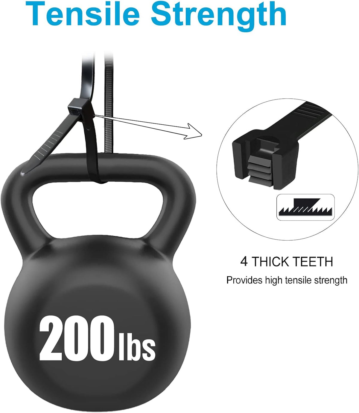 Long Zip Ties Heavy Duty 24 inch, Large Zip Ties with 200 lbs Tensile Strength, Big Cable Ties, Black, 50 Pack, by GAIIAN