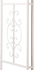 Evergreen Plow & Hearth Montebello White Garden Arbor - 7 Feet Tall | Slim Metal Arch with Iron Trellis for Climbing Plants | Elegant Wedding Arbor | Outdoor Patio & Garden Decor