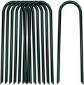 8 inch 20 Pack U Shape Green Garden Stakes,11 Gauge Garden Pins,U-Shaped Tent Stakes,Galvanized Landscape Staples for Yard Lawn,Tube, Landscape Fabrics,Irrigation Hose and Weed Barriers.