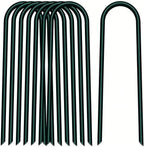 6 inch 25 Pack U Shape Green Garden Stakes,11 Gauge Garden Pins,U-Shaped Tent Stakes,Galvanized Landscape Staples for Yard Lawn,Tube, Landscape Fabrics,Irrigation Hose and Weed Barriers