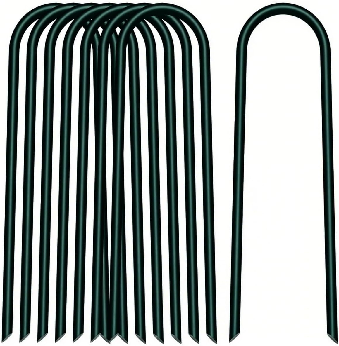 6 inch 25 Pack U Shape Green Garden Stakes,11 Gauge Garden Pins,U-Shaped Tent Stakes,Galvanized Landscape Staples for Yard Lawn,Tube, Landscape Fabrics,Irrigation Hose and Weed Barriers