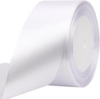 White Solid Satin Ribbon 2 Inch 25 Yards Solid Polyester Fabric Ribbon for Gift Wrapping Wedding Christmas Baby Shower Birthday Party Decoration Handmade Immortal Flower Craft