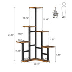 Yzosvki Corner Plant Stand Indoor, 6 Tiered Corner Plant Shelf Flower Stand for Multiple Plants, Plant Shelves Organizer Rack for Living Room, Balcony, Patio, Garden, Square Rustic Brown