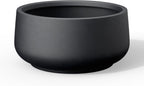 Kante 13.4" Dia Round Curvy Concrete Planter, Large Plant Pots with Drainage Hole and Rubber Plug for Indoor Outdoor Plants, Flower Pot for Home Garden Patio Porch, Black