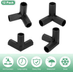 12 Pcs 11mm Greenhouse Frame Building Connectors, 3 Way Right Angle Pipe Fitting for Grape Trellis/Sunscreen Shed/Gardening Plant Stakes, Greenhouse Accessories [Black]