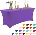 IVAPUPU 6FT Table Cloth for Rectangular Fitted Events Stretch Purple Washable Table Cover Spandex Tablecloth Protector for Party, Wedding, Cocktail, Banquet, Festival