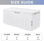 Nasitos White Table Skirt for 6 Foot Rectangle Tables, 4 Pack - 72 x 30 Inch - Stretch Spandex Fitted Table Clothes, Fabric Table Covers Cocktail Tablecloths for Party, Banquet, Birthday