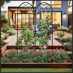 LZRS 4 Pack 71x20in Rustic Iron Arch Decoration Garden Trellis with Black Metal Coating – Perfect for Supporting Climbing Plants Outdoor, Roses, Vines, Flowers, and Vegetables.