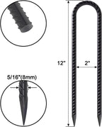 VVOKGO Trampoline Stakes 12 Inches Anchors High Wind Heavy Duty, 8-Pack U Shaped Tie Down Anchor Kit for Ground, Camping Tent, Soccer Net, Swing Set, Black