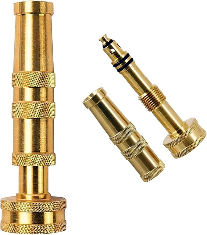 High Pressure Garden Hose Nozzle Heavy Duty Water Sprayer for Garden Spray Patio Outdoor Washer Pet Shower Car Wash attachment (Brass)