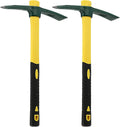 KEILEOHO 2 PCS 15 Inches Pick Mattock Hoe, Forged Weeding Garden Pick Axe with Fiberglass Handle, Weeding Mattock Hoe for Gardening, Loosening Soil, Camping