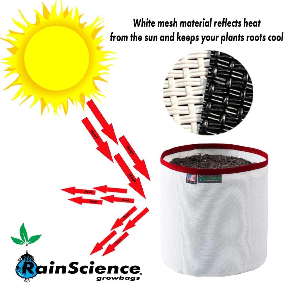 Grow Bag 2 Gallon, Planting Pots - Colorful Plant Grow Bags Pots Gardening Vegetable - Air Pruning Mesh Fabric Plant Container - (White/Red)