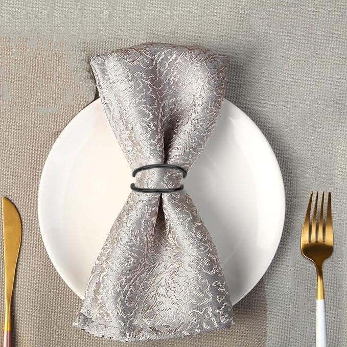 Dark Gray Napkin Rings - 12 PCS Metal Spiral Napkin Rings(Spiral) Napkin Holders Buckles for Family Dinner, Wedding, Party,Table Decorations