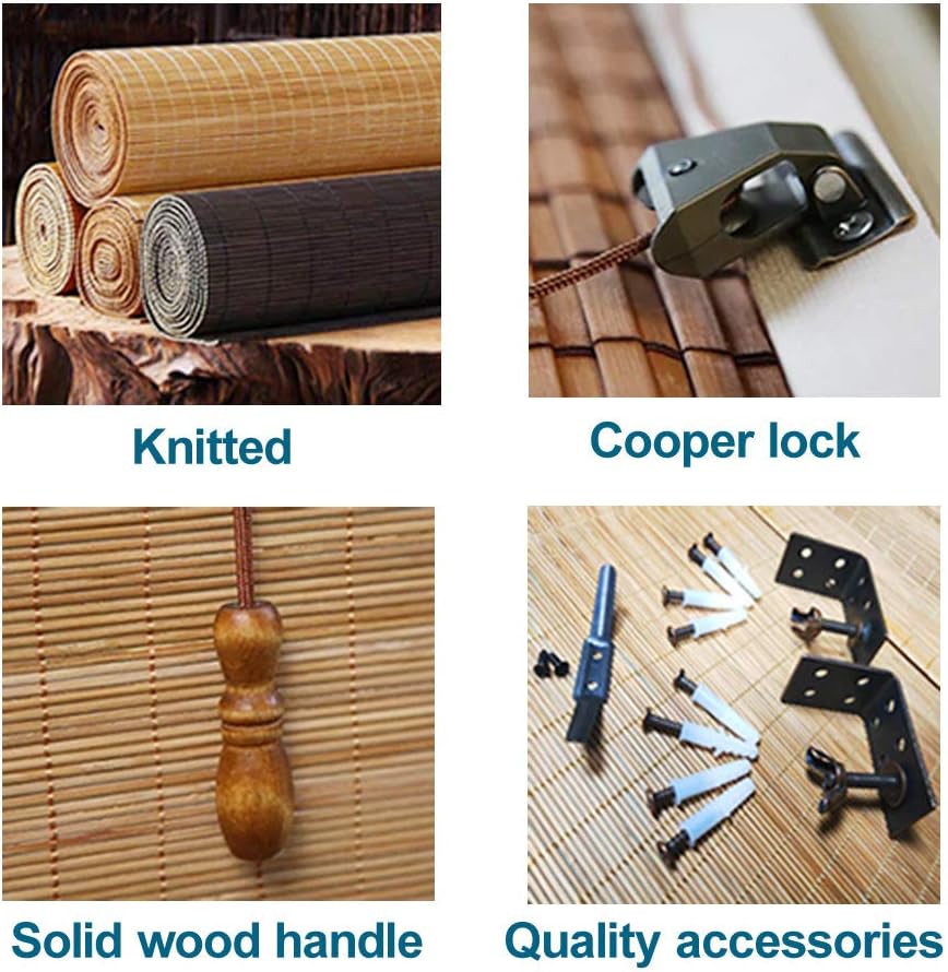 LETAU Wood Window Roman Shades, Bamboo Light Filtering Window Blinds for Indoor Home, Office, Kitchen, Pattern 10