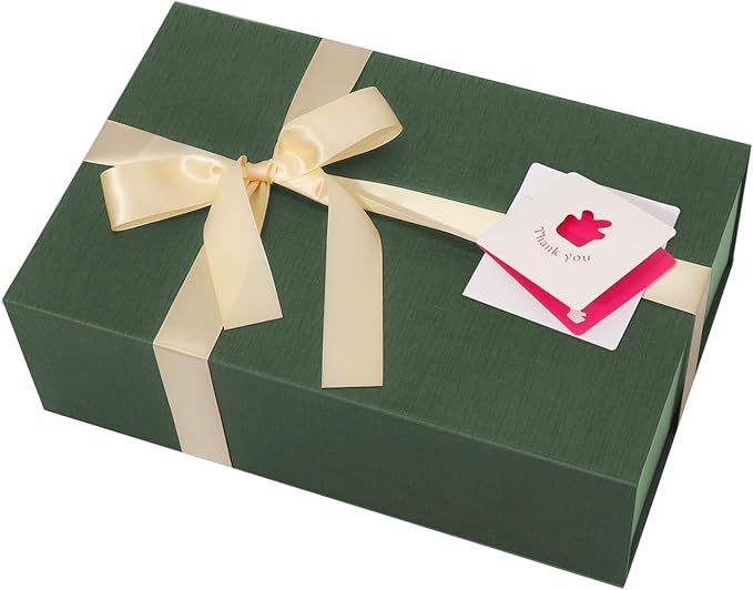 Rinrda Large Green Gift Box,13.75"x9"x4.5", Gift Boxes with Magnetic Lids for Presents Closure Gift Packing for Birthday,Christmas, Halloween,Wedding,Bridal Gifts,Mother's Day Gift Packging