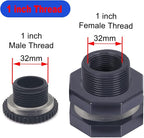 2 PCS Rain Barrel Bulkhead Fitting kit with Plugs and Hole Saw Tool, 1 Inch PVC Spigot Connector Kit for Rain Barrels Water Tanks Pools Aquariums Tubs (Bulkhead 1 Inch)