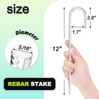 Kadrick Rebar Stakes 12 inch，J Hook Ground Stakes Anchors, 32-Pack White Galvanized Fence Stakes,Heavy Duty 5/16'' Diameter