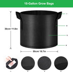 15-Gallon 10 Pack Grow Bags,Thickened Aeration Fabric Growing Pots Planters with Handles for Planting Vegetables Plants,Black