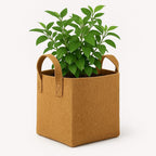 Square Geo Fabric Grow Bag 400 GSM Durable Breathable UV Resistant Reusable Plant Container for Herbs, Vegetables Flowers Space Saving Gardening Pack of 2 (Green, 15 inch) (Camel)