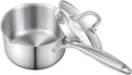 Leetaltree 1.5 Quart Stainless Steel Saucepan with Glass Strainer Lid, Thicken Tri-ply Ful Body, Multipurpose Sauce Pot with Two-Size Drainage Holes Lid, Perfect For Boiling Gravies, Pasta, Noodles