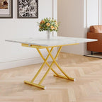 4 in 1 Folding Dining Table with Adjustable Lift Top & Wheels, Multi-Function Coffee Table to Dining Table for Apartments, Kitchens, Living Rooms, Scratch-Resistant & Easy Assembly