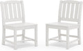 SERWALL Outdoor Dining Chairs Set of 2, All-Weather HDPE Patio Armless Chairs, White