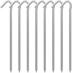 AAGUT Tent Stakes Heavy Duty Metal 9 Inch, 8 Pack Rust-Resistant Galvanized Steel Camping Stake Garden Edging Fence Hooks Yard Tent Pegs for Inflatable, Tarp, Outdoor Christmas Decorations