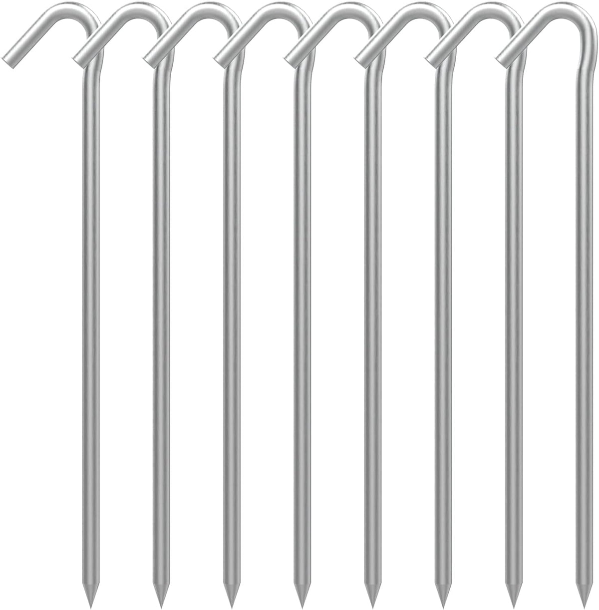 AAGUT Tent Stakes Heavy Duty Metal 9 Inch, 8 Pack Rust-Resistant Galvanized Steel Camping Stake Garden Edging Fence Hooks Yard Tent Pegs for Inflatable, Tarp, Outdoor Christmas Decorations