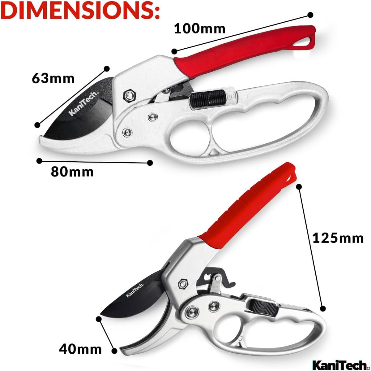 Pruning Shears for Gardening with Gloves - Heavy Duty Garden Shears, Aluminum Hand Pruners with TPR Grip Handle, 8 inch 3.55mm Thick Blade - for Branches, Flowers & Plants (Red)
