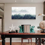 Landscape painting wall decor Canvas Wall Art for Living Room - Misty Forests of Evergreen Coniferous Trees in an Ethereal Landscape - Modern Home Decor Framed Ready to Hang bedroom decoration