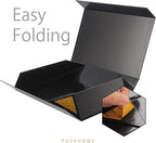 PACKHOME Extra Large Gift Box 17.5x11.3x4.3 Inches, Sturdy Shirt Box with Magnetic Lid for Clothes and Large Gifts (Glossy Black)