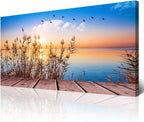 Wapluam Wall Art - Blue Ocean Seaview Canvas Prints for Living Room, Office, Bedroom - 40 x 20in