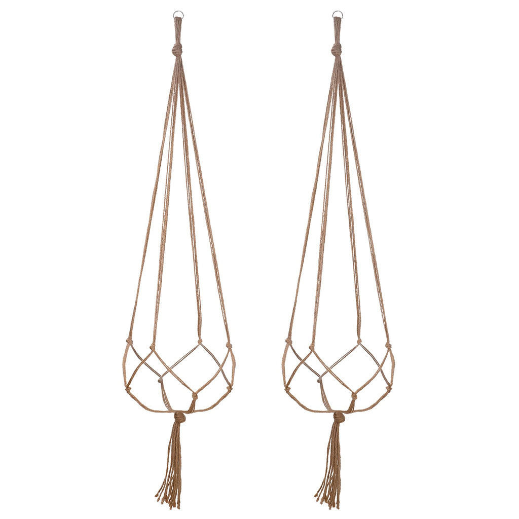 EBOOT 2 Pack 48 Inch Large Macrame Plant Hanger Rope to Hang Flower Pot Plant Holder for Indoor Outdoor Decorations, 4 Legs (Linen Color)