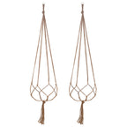 EBOOT 2 Pack 48 Inch Large Macrame Plant Hanger Rope to Hang Flower Pot Plant Holder for Indoor Outdoor Decorations, 4 Legs (Linen Color)