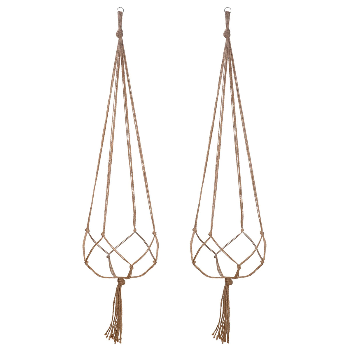 EBOOT 2 Pack 48 Inch Large Macrame Plant Hanger Rope to Hang Flower Pot Plant Holder for Indoor Outdoor Decorations, 4 Legs (Linen Color)