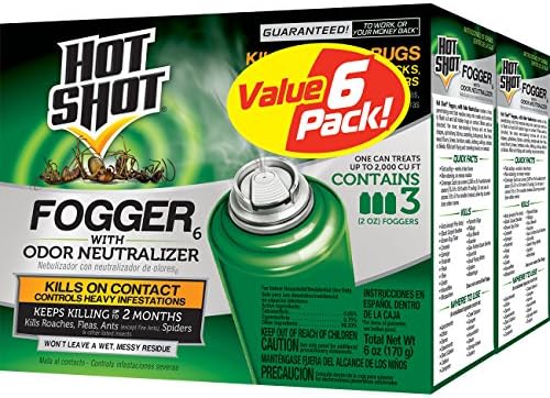 Hot Shot Fogger With Odor Neutralizer 6 Count-2 Ounce Cans (2 Pack), Controls Heavy Insect Infestations