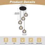KCO Lighting Round Glass Pendant Lighting 5 Light Farmhouse Cluster Chandelier Black Kitchen Pendant Lighting Smoke Glass Cluster Pendant Light Mid Century Modern Globe Chandelier