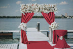 Joydeco Christmas Red Backdrop Curtain for Parties, Photography Backdrop Drapes for Christamas Wedding Decorations, Wrinkle Free 5ft x 7ft Set of 2 Panels Curtains with Rod Pockets