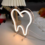 Teeth Table Number Neon Sign Desk Lamp Night Light Wedding Letter LED Neon Sign Wedding Table Decorations Neon Light Shop Bedroom Home Room Decor Christmas Party Warm White USB 20×18 CM